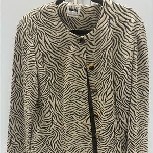 Leslie Fay Women's Black and Cream Zebra Blazer Size 16